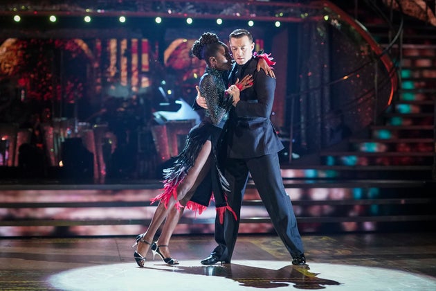 AJ Odudu and Kai Widdrington dancing a Tango earlier in the