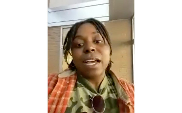 In this frame grab from video, Niaara Goods, of New York, talks about her experience at the Astroworld music festival. (Niaara Goods/@niaarasworld via AP)