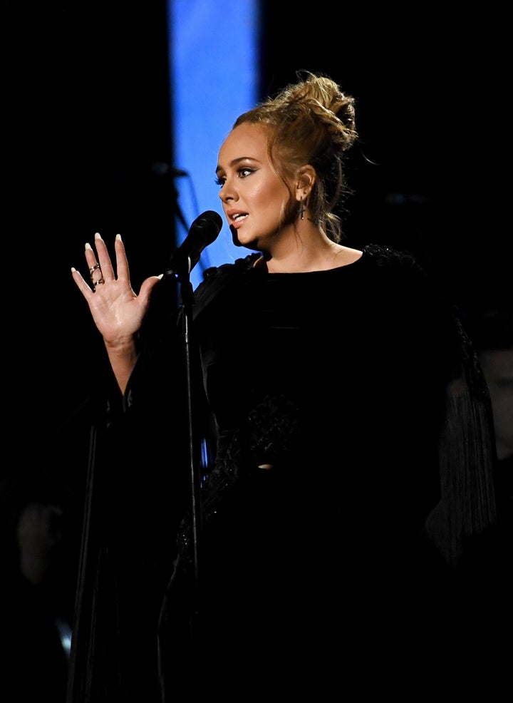 Adele performing at the Grammys in 2017