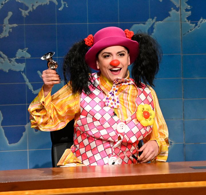 Cecily Strong as Goober the Clown on "Saturday Night Live."