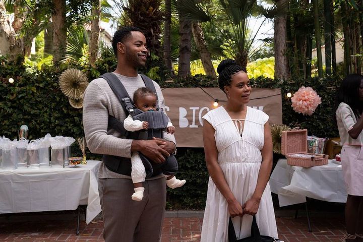 Lawrence (Jay Ellis), Condola (Christina Elmore) and their new baby in Sunday's episode of HBO's "Insecure."