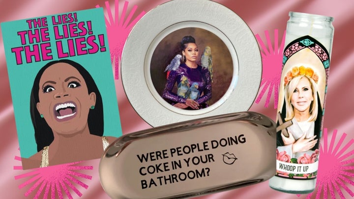 From left to right: <a href="https://go.skimresources.com/?id=38395X987171&xs=1&xcust=realhousewivesgifts-TessaFlores-110821-&url=https%3A%2F%2Fwww.redbubble.com%2Fi%2Fcanvas-print%2FKANDI-BURRUSS-The-Lies-RHOA-Real-Housewives-of-Atlanta-by-TheBoyHeroine%2F66827390.5Y5V7" target="_blank" role="link" rel="sponsored" class=" js-entry-link cet-external-link" data-vars-item-name="Kandi canvas print" data-vars-item-type="text" data-vars-unit-name="6189fec8e4b06de3eb79d271" data-vars-unit-type="buzz_body" data-vars-target-content-id="https://go.skimresources.com/?id=38395X987171&xs=1&xcust=realhousewivesgifts-TessaFlores-110821-&url=https%3A%2F%2Fwww.redbubble.com%2Fi%2Fcanvas-print%2FKANDI-BURRUSS-The-Lies-RHOA-Real-Housewives-of-Atlanta-by-TheBoyHeroine%2F66827390.5Y5V7" data-vars-target-content-type="url" data-vars-type="web_external_link">Kandi canvas print</a>, <a href="https://www.awin1.com/cread.php?awinmid=6220&awinaffid=837483&clickref=realhousewivesgifts-TessaFlores-110821-&ued=https%3A%2F%2Fwww.etsy.com%2Flisting%2F800418500%2Fwere-people-doing-coke-in-your-bathroom%3Fga_order%3Dmost_relevant%26ga_search_type%3Dall%26ga_view_type%3Dgallery%26ga_search_query%3Dreal%2Bhousewives%2Btowel%26ref%3Dsr_gallery-2-39%26frs%3D1%26col%3D1" target="_blank" role="link" rel="sponsored" class=" js-entry-link cet-external-link" data-vars-item-name="Lisa trinket tray," data-vars-item-type="text" data-vars-unit-name="6189fec8e4b06de3eb79d271" data-vars-unit-type="buzz_body" data-vars-target-content-id="https://www.awin1.com/cread.php?awinmid=6220&awinaffid=837483&clickref=realhousewivesgifts-TessaFlores-110821-&ued=https%3A%2F%2Fwww.etsy.com%2Flisting%2F800418500%2Fwere-people-doing-coke-in-your-bathroom%3Fga_order%3Dmost_relevant%26ga_search_type%3Dall%26ga_view_type%3Dgallery%26ga_search_query%3Dreal%2Bhousewives%2Btowel%26ref%3Dsr_gallery-2-39%26frs%3D1%26col%3D1" data-vars-target-content-type="url" data-vars-type="web_external_link">Lisa trinket tray,</a><a href="https://www.awin1.com/cread.php?awinmid=6220&awinaffid=837483&clickref=realhousewivesgifts-TessaFlores-110821-&ued=https%3A%2F%2Fwww.etsy.com%2Flisting%2F927927537%2Fmonique-tchalla-portrait-plate-real%3Fga_order%3Dmost_relevant%26ga_search_type%3Dall%26ga_view_type%3Dgallery%26ga_search_query%3Dt%2526%2523039%253Bchalla%2Bsamuels%26ref%3Dsr_gallery-1-7" target="_blank" role="link" rel="sponsored" class=" js-entry-link cet-external-link" data-vars-item-name="Monique decorative plate" data-vars-item-type="text" data-vars-unit-name="6189fec8e4b06de3eb79d271" data-vars-unit-type="buzz_body" data-vars-target-content-id="https://www.awin1.com/cread.php?awinmid=6220&awinaffid=837483&clickref=realhousewivesgifts-TessaFlores-110821-&ued=https%3A%2F%2Fwww.etsy.com%2Flisting%2F927927537%2Fmonique-tchalla-portrait-plate-real%3Fga_order%3Dmost_relevant%26ga_search_type%3Dall%26ga_view_type%3Dgallery%26ga_search_query%3Dt%2526%2523039%253Bchalla%2Bsamuels%26ref%3Dsr_gallery-1-7" data-vars-target-content-type="url" data-vars-type="web_external_link">Monique decorative plate</a>, <a href="https://www.awin1.com/cread.php?awinmid=6220&awinaffid=837483&clickref=realhousewivesgifts-TessaFlores-110821-&ued=https%3A%2F%2Fwww.etsy.com%2Flisting%2F761764876%2Fpatron-saint-of-whooping-it-up-prayer%3Fref%3Dshop_home_recs_21%26frs%3D1" target="_blank" role="link" rel="sponsored" class=" js-entry-link cet-external-link" data-vars-item-name="Vicki prayer candle. " data-vars-item-type="text" data-vars-unit-name="6189fec8e4b06de3eb79d271" data-vars-unit-type="buzz_body" data-vars-target-content-id="https://www.awin1.com/cread.php?awinmid=6220&awinaffid=837483&clickref=realhousewivesgifts-TessaFlores-110821-&ued=https%3A%2F%2Fwww.etsy.com%2Flisting%2F761764876%2Fpatron-saint-of-whooping-it-up-prayer%3Fref%3Dshop_home_recs_21%26frs%3D1" data-vars-target-content-type="url" data-vars-type="web_external_link">Vicki prayer candle. </a>