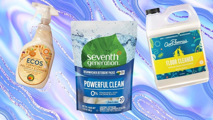 From left to right: <a href="https://www.amazon.com/Earth-Friendly-Products-Furniture-Polish/dp/B004YIXAD8/ref=sr_1_11?keywords=wood+polish&qid=1636487598&sr=8-11&th=1&tag=griffinwynne-20&ascsubtag=618929afe4b087e2ef9a6c1e%2C-1%2C-1%2Cd%2C0%2C0%2Chp-fil-am%3D0%2C0%3A0%2C0%2C0%2C0" target="_blank" role="link" data-amazon-link="true" rel="sponsored" class=" js-entry-link cet-external-link" data-vars-item-name="Ecos furniture polish" data-vars-item-type="text" data-vars-unit-name="618929afe4b087e2ef9a6c1e" data-vars-unit-type="buzz_body" data-vars-target-content-id="https://www.amazon.com/Earth-Friendly-Products-Furniture-Polish/dp/B004YIXAD8/ref=sr_1_11?keywords=wood+polish&qid=1636487598&sr=8-11&th=1&tag=griffinwynne-20&ascsubtag=618929afe4b087e2ef9a6c1e%2C-1%2C-1%2Cd%2C0%2C0%2Chp-fil-am%3D0%2C0%3A0%2C0%2C0%2C0" data-vars-target-content-type="url" data-vars-type="web_external_link" data-vars-subunit-name="article_body" data-vars-subunit-type="component" data-vars-position-in-subunit="0">Ecos furniture polish</a>, <a href="https://www.amazon.com/dp/B003V808ZA/ref=twisterB00DNW3162?_encoding=UTF8&psc=1&tag=griffinwynne-20&ascsubtag=618929afe4b087e2ef9a6c1e%2C-1%2C-1%2Cd%2C0%2C0%2Chp-fil-am%3D0%2C0%3A0%2C0%2C0%2C0" target="_blank" role="link" data-amazon-link="true" rel="sponsored" class=" js-entry-link cet-external-link" data-vars-item-name="Seventh Generation natural dishwasher detergent packs" data-vars-item-type="text" data-vars-unit-name="618929afe4b087e2ef9a6c1e" data-vars-unit-type="buzz_body" data-vars-target-content-id="https://www.amazon.com/dp/B003V808ZA/ref=twisterB00DNW3162?_encoding=UTF8&psc=1&tag=griffinwynne-20&ascsubtag=618929afe4b087e2ef9a6c1e%2C-1%2C-1%2Cd%2C0%2C0%2Chp-fil-am%3D0%2C0%3A0%2C0%2C0%2C0" data-vars-target-content-type="url" data-vars-type="web_external_link" data-vars-subunit-name="article_body" data-vars-subunit-type="component" data-vars-position-in-subunit="1">Seventh Generation natural dishwasher detergent packs</a> and <a href="https://www.amazon.com/Aunt-Fannies-Floor-Cleaner-Vinegar/dp/B07T77JZZ9/ref=sr_1_2_sspa?crid=382SPMXID42VK&keywords=floor+cleaner&qid=1636390339&sprefix=floor+clean%2Caps%2C273&sr=8-2-spons&psc=1&spLa=ZW5jcnlwdGVkUXVhbGlmaWVyPUEyOU0wOE9SQlpENUlHJmVuY3J5cHRlZElkPUEwMTU4NTYxMkM4M0NHQVVZRlVOOCZlbmNyeXB0ZWRBZElkPUEwOTA2MzA2MVZHWEtZUk80STdGNSZ3aWRnZXROYW1lPXNwX2F0ZiZhY3Rpb249Y2xpY2tSZWRpcmVjdCZkb05vdExvZ0NsaWNrPXRydWU%3D&tag=griffinwynne-20&ascsubtag=618929afe4b087e2ef9a6c1e%2C-1%2C-1%2Cd%2C0%2C0%2Chp-fil-am%3D0%2C0%3A0%2C0%2C0%2C0" target="_blank" role="link" data-amazon-link="true" rel="sponsored" class=" js-entry-link cet-external-link" data-vars-item-name="Aunt Fannie's floor cleaner" data-vars-item-type="text" data-vars-unit-name="618929afe4b087e2ef9a6c1e" data-vars-unit-type="buzz_body" data-vars-target-content-id="https://www.amazon.com/Aunt-Fannies-Floor-Cleaner-Vinegar/dp/B07T77JZZ9/ref=sr_1_2_sspa?crid=382SPMXID42VK&keywords=floor+cleaner&qid=1636390339&sprefix=floor+clean%2Caps%2C273&sr=8-2-spons&psc=1&spLa=ZW5jcnlwdGVkUXVhbGlmaWVyPUEyOU0wOE9SQlpENUlHJmVuY3J5cHRlZElkPUEwMTU4NTYxMkM4M0NHQVVZRlVOOCZlbmNyeXB0ZWRBZElkPUEwOTA2MzA2MVZHWEtZUk80STdGNSZ3aWRnZXROYW1lPXNwX2F0ZiZhY3Rpb249Y2xpY2tSZWRpcmVjdCZkb05vdExvZ0NsaWNrPXRydWU%3D&tag=griffinwynne-20&ascsubtag=618929afe4b087e2ef9a6c1e%2C-1%2C-1%2Cd%2C0%2C0%2Chp-fil-am%3D0%2C0%3A0%2C0%2C0%2C0" data-vars-target-content-type="url" data-vars-type="web_external_link" data-vars-subunit-name="article_body" data-vars-subunit-type="component" data-vars-position-in-subunit="2">Aunt Fannie's floor cleaner</a>.