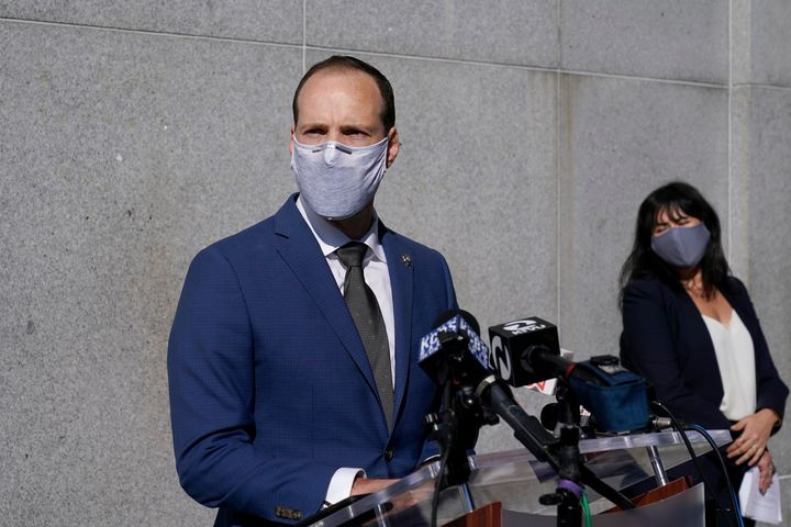 San Francisco District Attorney Chesa Boudin speaks at a news conference in San Francisco on Nov. 23, 2020.