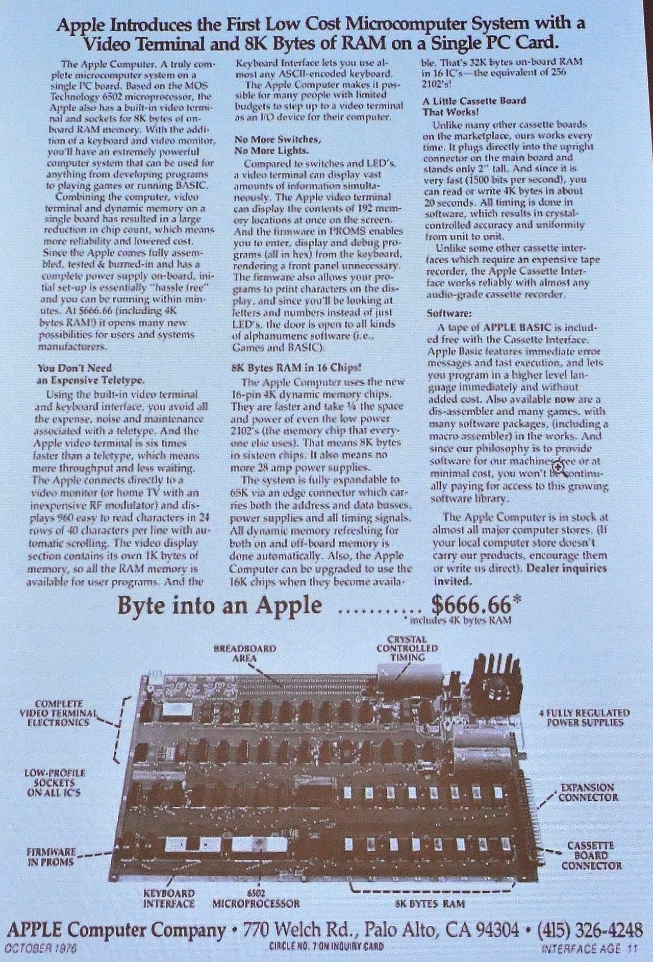 Η διαφήμιση για τον υπολογιστή Apple-1.