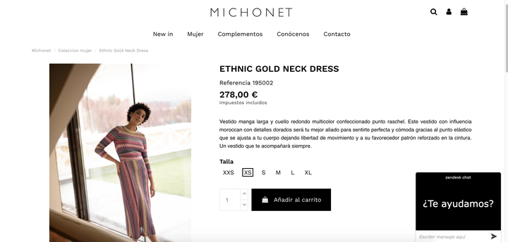 Captura de pantalla de la web de Michonet.