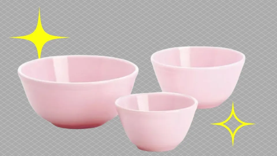 Mosser Glass 3-Piece Pink Glass Mixing Bowl Set