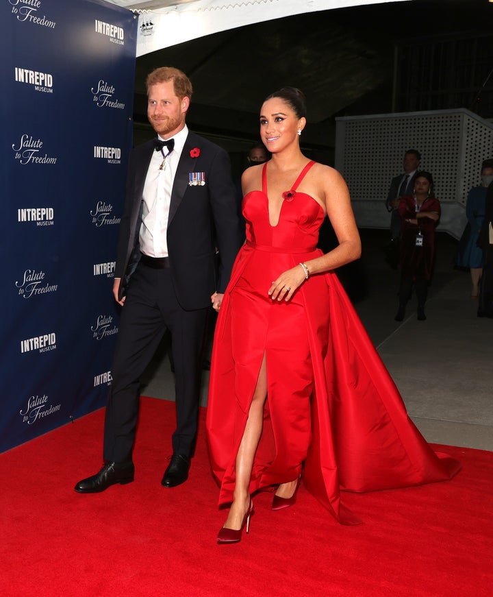 El príncipe Harry y Meghan Markle, en el evento Salute To Freedom Gala en el Intrepid Sea-Air-Space Museum el 10 de noviembre de 2021 en Nueva York.