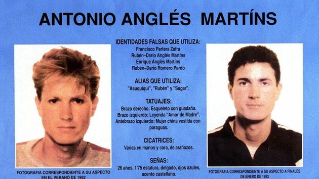 Ficha policial de Antonio Anglés, difundida para su