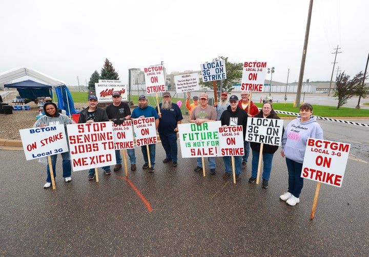Workers at Kellogg’s cereal plants are striking over the loss of premium health care, holiday and vacation pay and reduced retirement benefits.