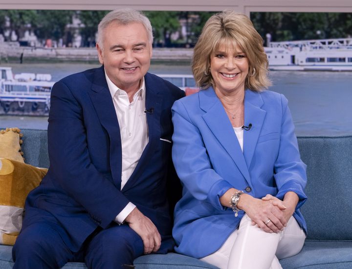 Eamonn Holmes and Ruth Langsford on the set of This Morning in the summer