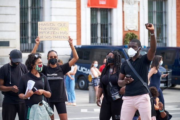 Manifestación contra el racismo institucional en la Puerta del Sol de Madrid, el 6 de junio de