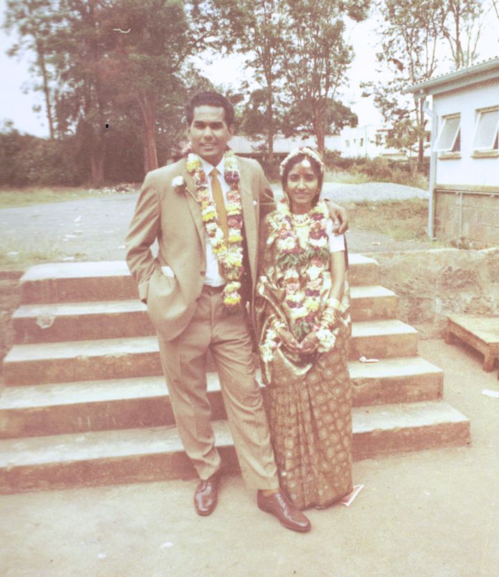 The author’s parents on their wedding day in 1971 in Nairobi, Kenya.