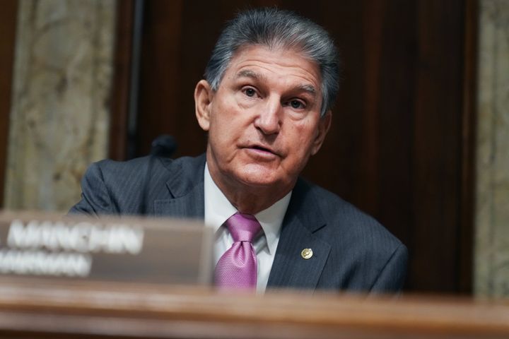 Chairman Joe Manchin, D-W.Va., arrives for a Senate Energy and Natural Resources Committee markup on nominations in Dirksen Building on Tuesday, November 2, 2021.