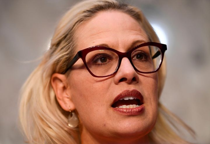 US Senator Kyrsten Sinema (D-AZ) speaks during an Aviation and Space Subcommittee hearing on "The State of Airline Safety: Federal Oversight of Commercial Aviation." at Capitol Hill in Washington, DC on March 27, 2019.