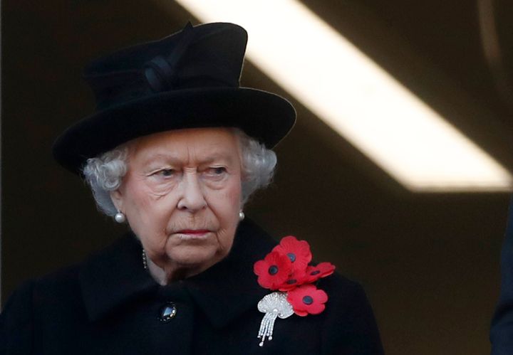 Buckingham Palace says Queen Elizabeth II has sprained her back and will not attend the Remembrance Sunday service to remember Britain’s war dead. (AP Photo/Alastair Grant, File)