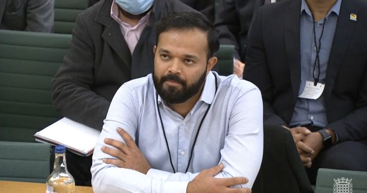 Former cricketer Azeem Rafiq giving evidence at the inquiry into racism he suffered at Yorkshire County Cricket Club, at the Digital, Culture, Media and Sport committee