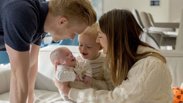 Ben Mee with wife Sarah and children Olive and Jaxon. 