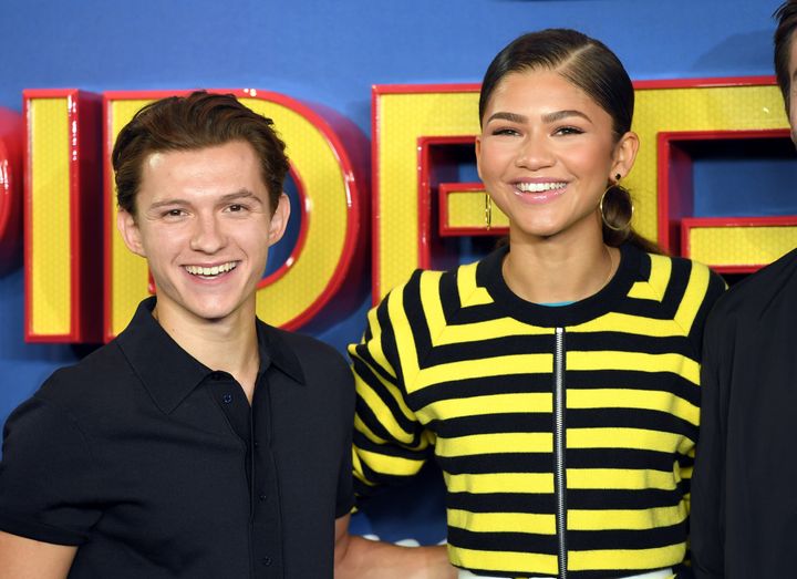 Tom Holland and Zendaya at a Spider-Man photocall in 2017