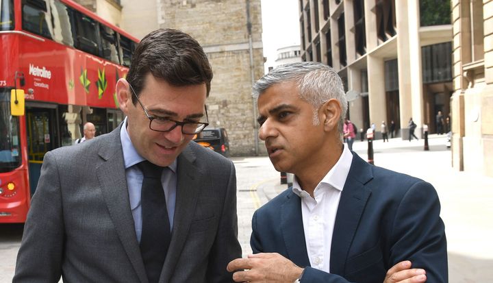 Mayor of Greater Manchester Andy Burnham and London Mayor Sadiq Khan