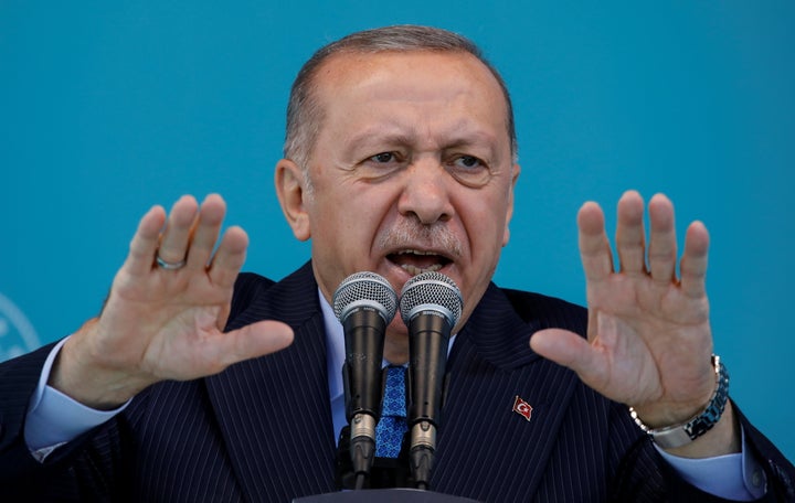 Turkish President Tayyip Erdogan addresses his supporters during a ceremony in Istanbul, Turkey, November 5, 2021. REUTERS/Umit Bektas