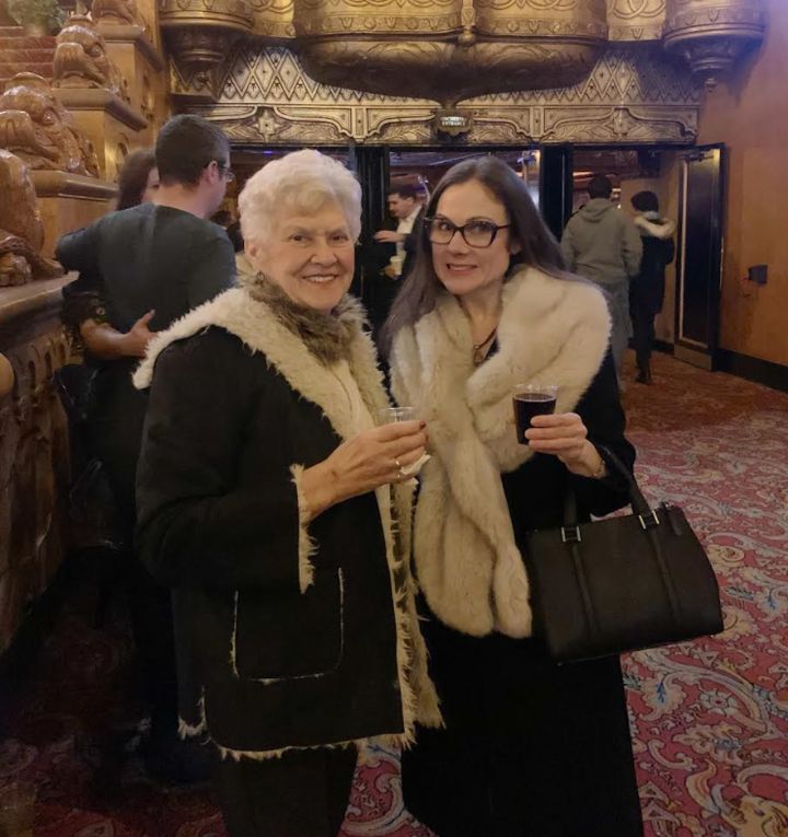 The author with her mother-in-law seeing "Riverdance," which the author used to perform in.