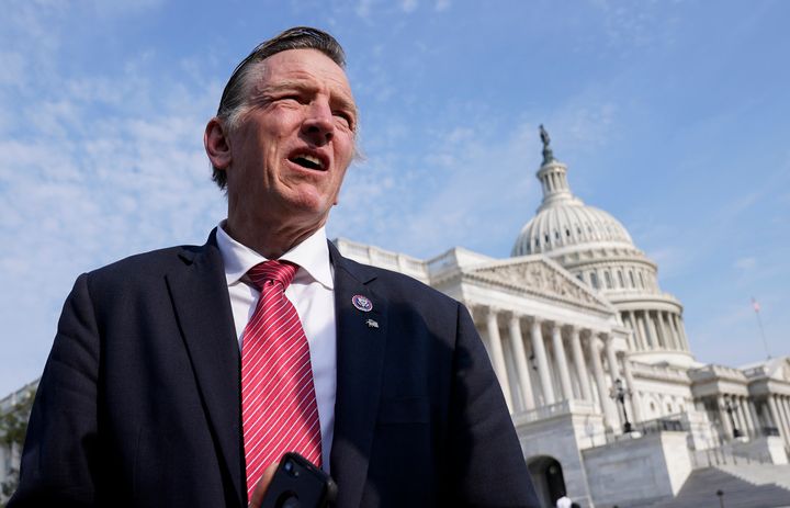 Rep. Paul Gosar (R-Ariz.) waits for a news conference about the Delta variant of COVID-19 and the origin of the virus, at the Capitol in Washington, D.C., on July 22.