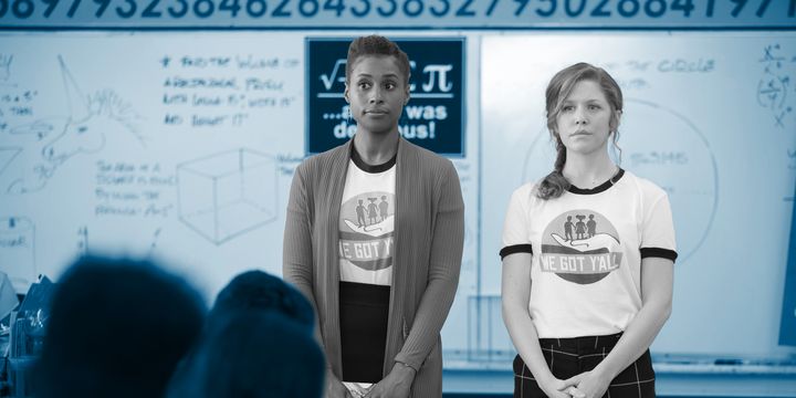 Issa Rae (left) and Lisa Joyce in the pilot episode of HBO's "Insecure."