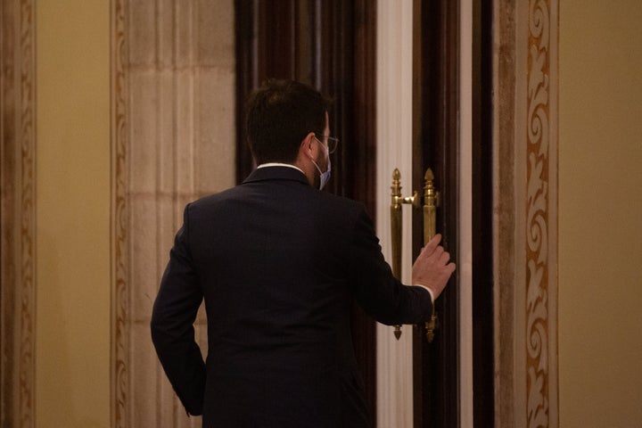Pere Aragonès, tras una de sus últimas reuniones