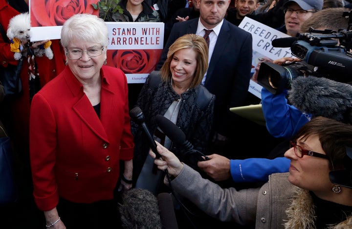 Barronelle Stutzman (left) in 2016.