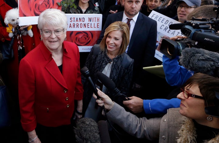 Barronelle Stutzman (left) in 2016. 