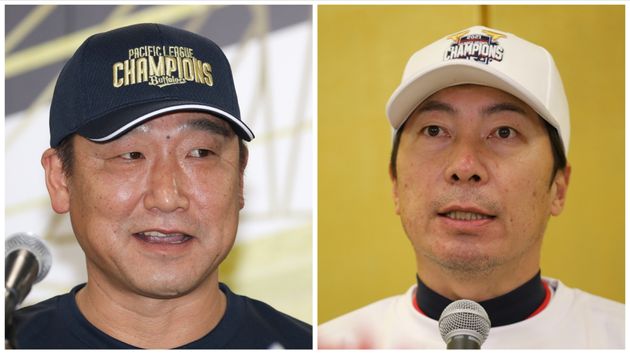 （左から）中嶋聡監督と高津臣吾監督