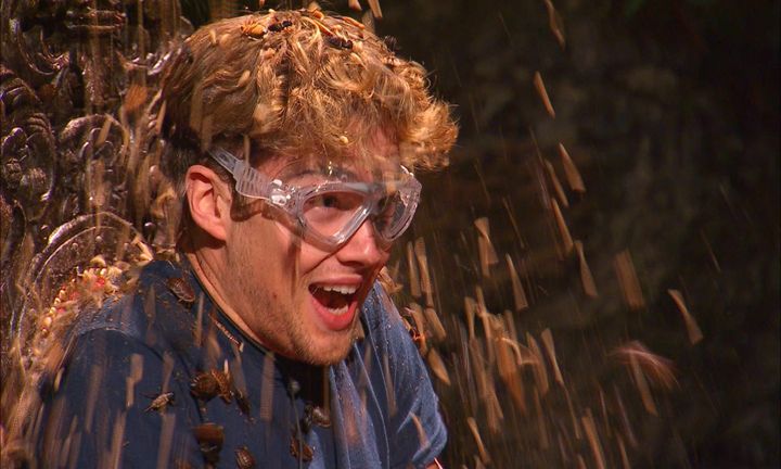 AJ Pritchard is showered with critters during the Game Of Groans trial