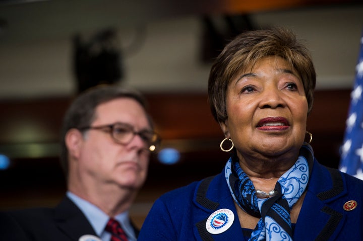 Rep. Eddie Bernice Johnson, D-Texas, participates in the House Democrats' news conference on the Republican budget on Wednesday, April 9, 2014.