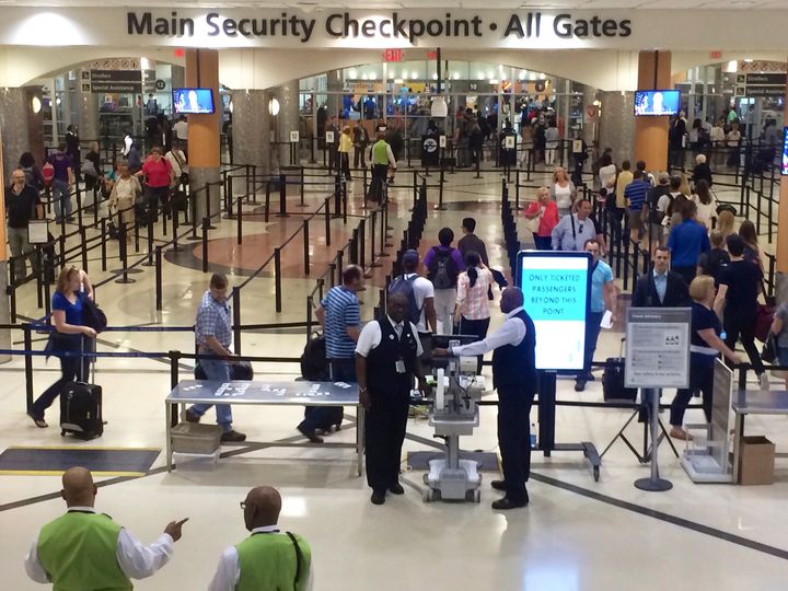 The FAA issued a temporary ground stop on flights Saturday afternoon after the gun discharged, sending people into a panic. The Hartsfield-Jackson Atlanta International Airport, one of the nation’s busiest, is seen in 2016.