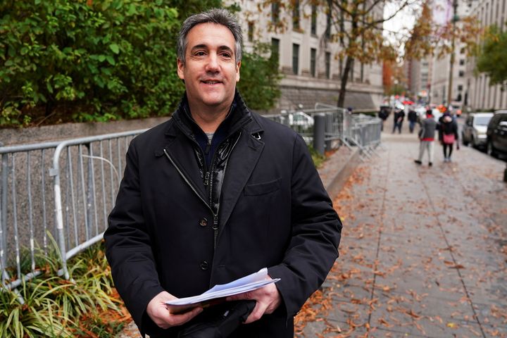 Former U.S. President Donald Trump's former lawyer Michael Cohen leaves federal court in the Manhattan borough of New York City, New York, U.S., November 22, 2021.