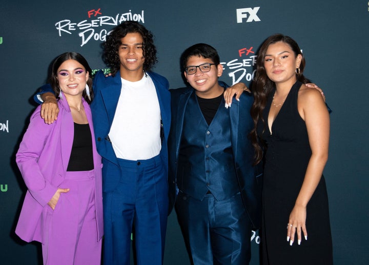 The stars of "Reservation Dogs" include (from left) actors Devery Jacobs, D'Pharaoh Woon-A-Tai, Lane Factor and Paulina Alexis.