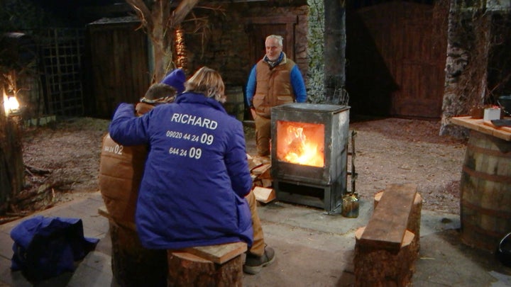 The contestants must keep a fire burning in order to get hot water