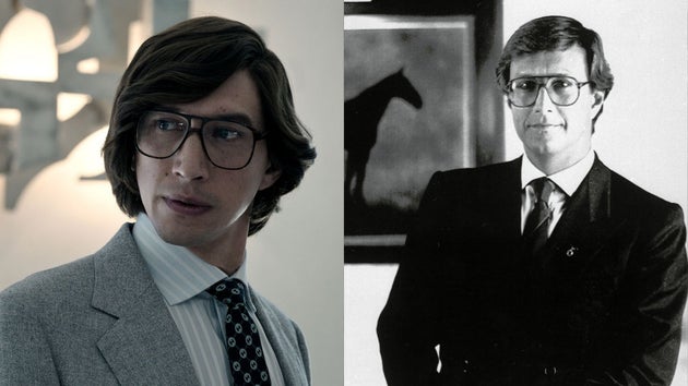 Adam Driver (left), Maurizio Gucci (at