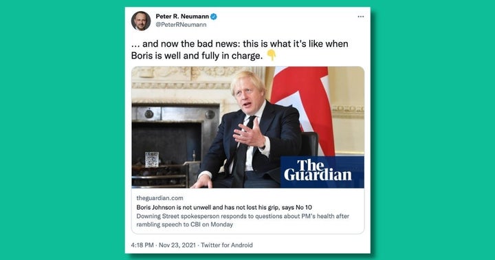 Boris Johnson has been rinsed on Twitter after No.10 jumped in to defend him