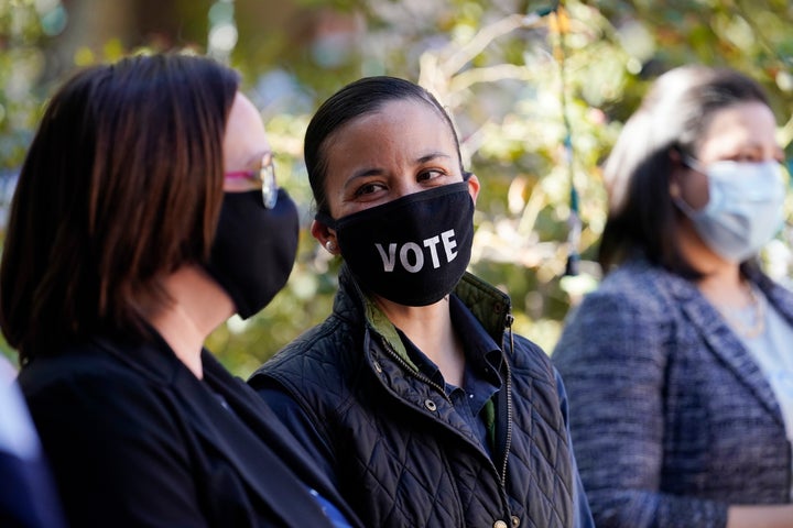 Then-congressional candidate Gina Ortiz Jones attends a campaign event in San Antonio in November 2020.