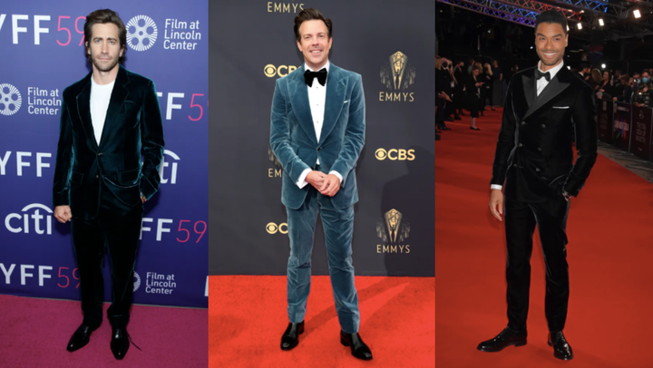 Velvet top suit mens