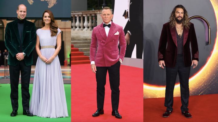 Prince William, Daniel Craig and Jason Momoa have all worn velvet suit jackets during recent public appearances. 