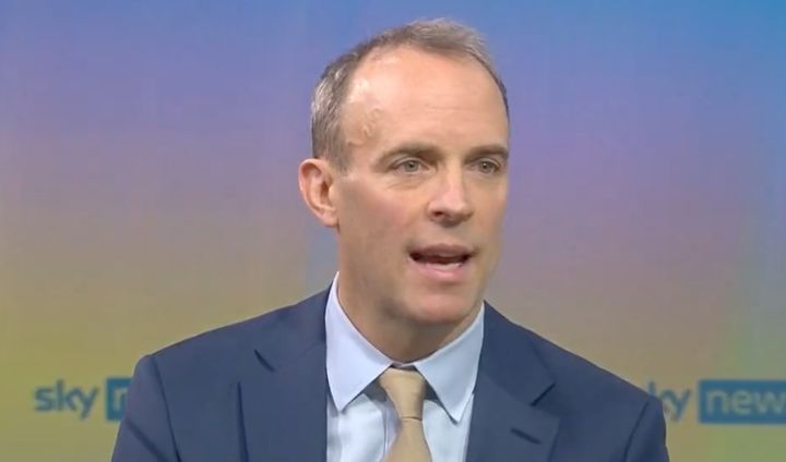 Dominic Raab sidestepped the WHO's advice over mask-wearing on Wednesday