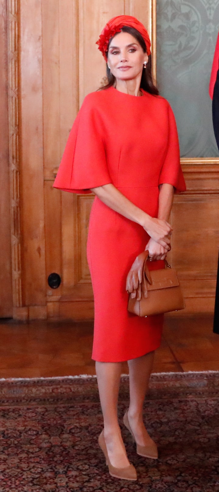 Letizia, con vestido de Carolina Herrera y tocado de Cherubina.
