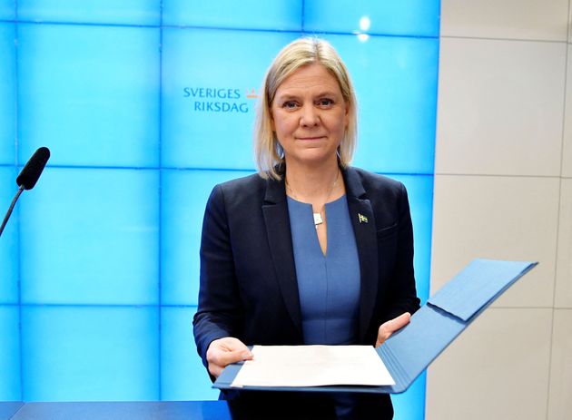 Current Finance Minister and Scocial Democratic Party leader Magdalena Andersson poses during a press...