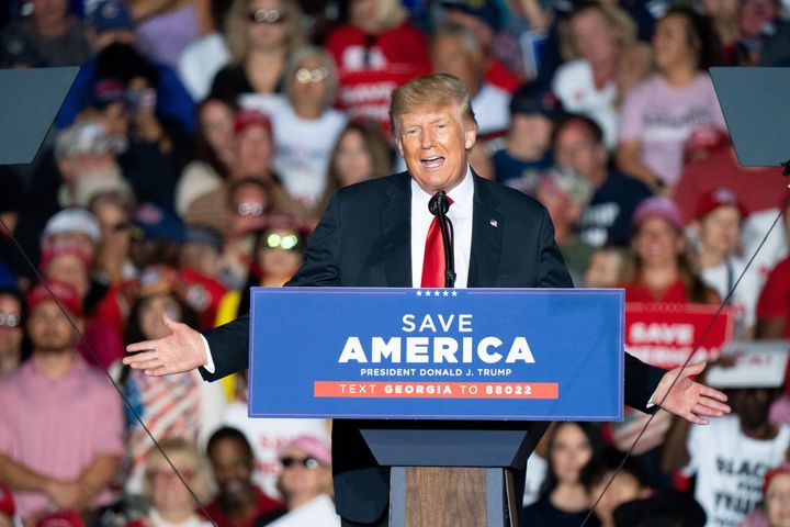 Former President Donald Trump speaks at a rally on September 25, 2021 in Perry, Georgia. 