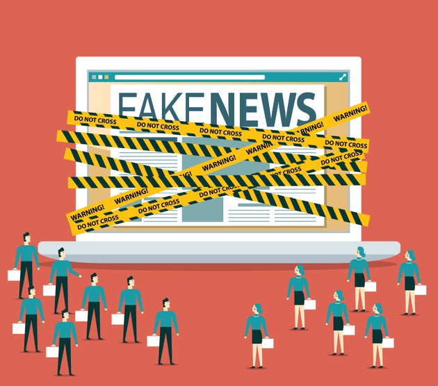 Warning tapes for fake news. Vector illustration.