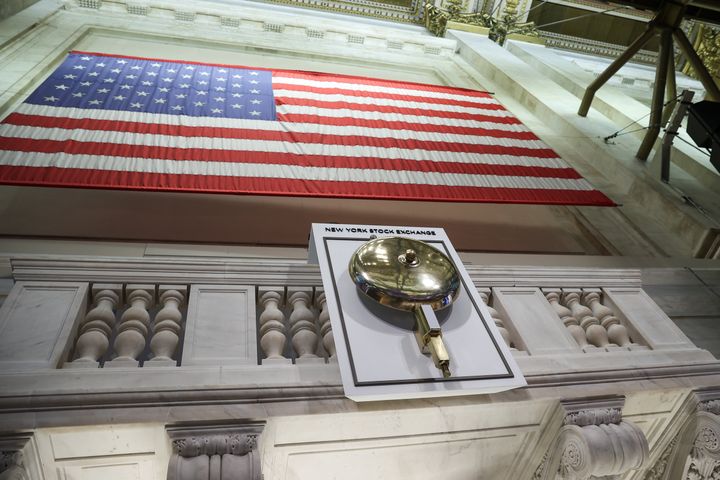 The New York Stock Exchange trading floor bell.