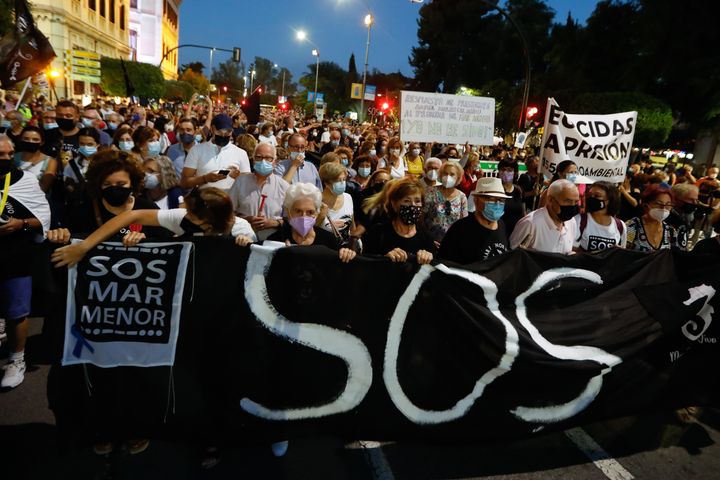 Manifestación en Murcia en defensa del Mar Menor, el 7 de octubre de 2021.